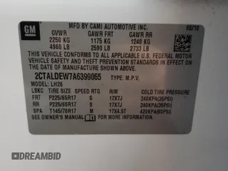 2010 GMC Terrain SLE-2 with VIN 2CTALDEW7A6399065, listed as a Copart auction lot 43065695 with 161,625 mi miles and Salvage Title. Bid and sale history available at carsss.com. Image 13.