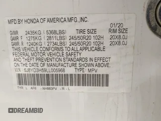 2020 Acura MDX Technology с VIN 5J8YD3H59LL005968, выставлен на аукционе IAAI как лот 42004312 с пробегом 101 114 миль миль и . История ставок и продаж доступна на DreamBid. Изображение 9.