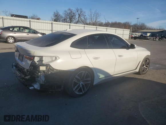 2023 BMW 4 Series 430i xDrive with VIN WBA73AV05PFN90009, listed as a Copart auction lot 85745004 with 41,736 mi miles and Salvage title. Bid and sale history available at DreamBid. Image 3.