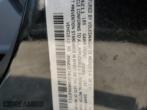 2011 Volkswagen Jetta SE z VIN 3VWDZ7AJ2BM352713, wystawiony jako Copart lot #42539615 z przebiegiem 93 070 mil mil oraz Czysty tytuł • Clean title. Historia ofert i sprzedaży dostępna na DreamBid. Obrazek 12.