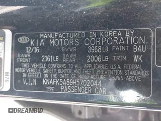 2017 Kia Forte5 LX with VIN KNAFK5A89H5702044, listed as a IAAI auction lot 41623085 with 73,815 mi miles. Bid and sale history available at carsss.com. Image 9.