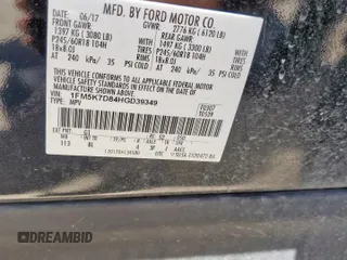 2017 Ford Explorer XLT с VIN 1FM5K7D84HGD39349, выставлен на аукционе Copart как лот 57420865 с пробегом Не указан миль и Списание • Salvage title. История ставок и продаж доступна на DreamBid. Изображение 13.