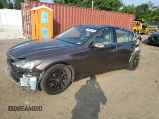 2014 Infiniti Q50 Premium with VIN JN1BV7ARXEM680167, listed as a Copart auction lot 59702095 with 108,196 mi miles and Salvage title. Bid and sale history available at DreamBid. Image 1.
