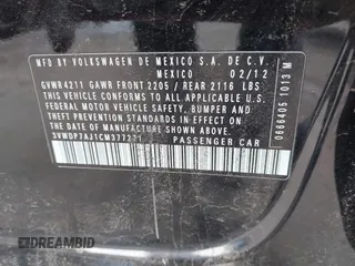 2012 Volkswagen Jetta SE с VIN 3VWDP7AJ1CM377271, выставлен на аукционе IAAI как лот 42083435 с пробегом Не указан миль и . История ставок и продаж доступна на DreamBid. Изображение 9.