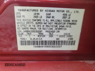 2005 Nissan Maxima 3.5 SL with VIN 1N4BA41E65C822207, listed as a Copart auction lot 70606914 with 477,402 mi miles and Clean Title. Bid and sale history available at carsss.com. Image 12.