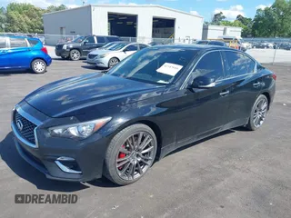 2018 Infiniti Q50 Red Sport 400 with VIN JN1FV7APXJM461106, listed as a IAAI auction lot 42347610 with 40,464 mi miles and . Bid and sale history available at DreamBid. Image 2.