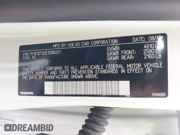 2014 Volvo S60 T5 с VIN YV1612FS0E1286021, выставлен на аукционе IAAI как лот 41708156 с пробегом 115 376 миль миль и . История ставок и продаж доступна на DreamBid. Изображение 9.