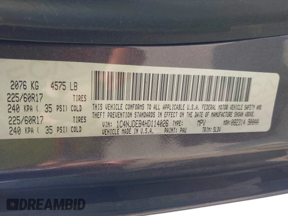 2017 Jeep Compass Latitude with VIN 1C4NJDEB4HD114026, listed as a IAAI auction lot 42449519 with 97,877 mi miles and . Bid and sale history available at DreamBid. Image 9.