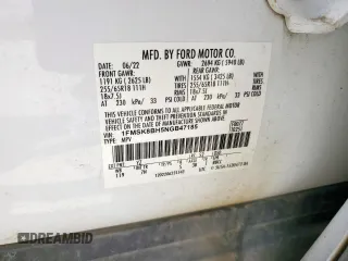 2022 Ford Explorer с VIN 1FMSK8BH5NGB47185, выставлен на аукционе Copart как лот 62502415 с пробегом 35 471 миль миль и Списание • Salvage title. История ставок и продаж доступна на DreamBid. Изображение 13.