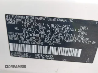 2012 Toyota RAV4 Limited with VIN 2T3DK4DV1CW092065, listed as a IAAI auction lot 41408627 with 76,530 mi miles and . Bid and sale history available at DreamBid. Image 9.