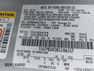 2019 Ford Mustang EcoBoost z VIN 1FATP8UH3K5106557, wystawiony jako IAAI lot #42223835 z przebiegiem 32 353 mil mil oraz . Historia ofert i sprzedaży dostępna na DreamBid. Obrazek 9.