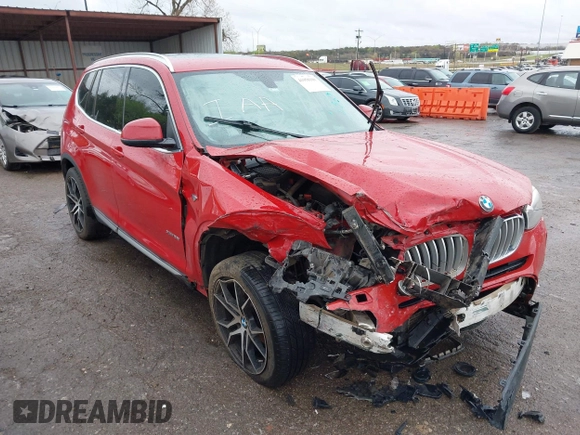 2015 BMW X3 xDrive28i with VIN 5UXWX9C53F0D53537, listed as a IAAI auction lot 41958100 with 165,866 mi miles. Bid and sale history available at carsss.com. Image 1.