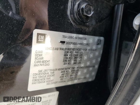 2021 Chevrolet Silverado 1500 RST with VIN 3GCPWDED9MG233862, listed as a Copart auction lot 58945824 with 53,566 mi miles and Salvage Title. Bid and sale history available at carsss.com. Image 12.
