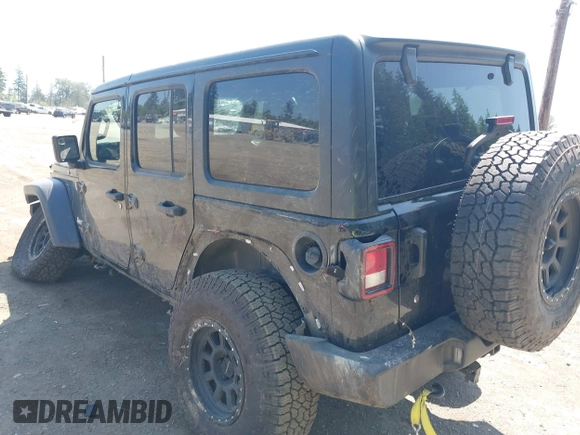 2018 Jeep Wrangler Unlimited Sport S with VIN 1C4HJXDN1JW216825, listed as a IAAI auction lot 42405799 with 37,194 mi miles and . Bid and sale history available at DreamBid. Image 3.