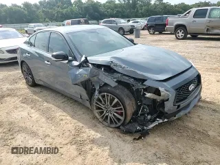 2021 Infiniti Q50 Red Sport 400 with VIN JN1FV7DPXMM850473, listed as a Copart auction lot 67663204 with 63,692 mi miles and Salvage Title. Bid and sale history available at DreamBid. Image 11.