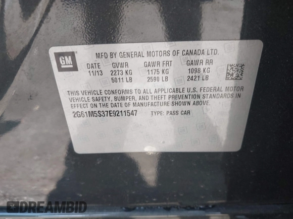 2014 Cadillac XTS Luxury z VIN 2G61M5S37E9211547, wystawiony jako IAAI lot #42373128 z przebiegiem 146 354 mil mil oraz . Historia ofert i sprzedaży dostępna na DreamBid. Obrazek 9.