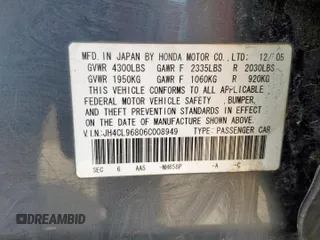 2006 Acura TSX with VIN JH4CL96806C008949, listed as a Copart auction lot 61415395 with 235,249 mi miles and Salvage title. Bid and sale history available at DreamBid. Image 12.