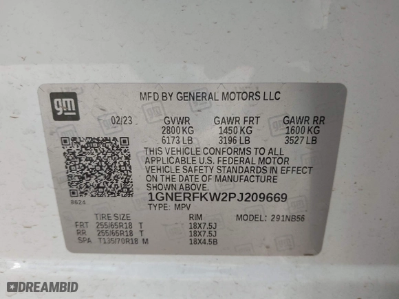 2023 Chevrolet Traverse LS with VIN 1GNERFKW2PJ209669, listed as a IAAI auction lot 41200163 with 34,946 mi miles. Bid and sale history available at carsss.com. Image 9.