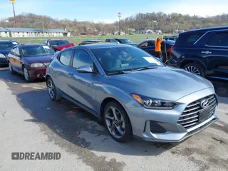 2019 Hyundai Veloster 2.0 with VIN KMHTG6AF8KU010975, listed as a IAAI auction lot 41858108 with 56,515 mi miles. Bid and sale history available at carsss.com. Image 1.
