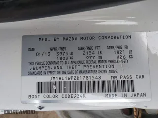 2013 Mazda Mazda3 i Grand Touring with VIN JM1BL1WP2D1781548, listed as a IAAI auction lot 41759057 with 138,915 mi miles. Bid and sale history available at carsss.com. Image 9.