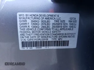 2024 Acura MDX с VIN 5J8YE1H33RL028106, выставлен на аукционе Copart как лот 46869945 с пробегом 15 952 миль миль и Списание • Salvage title. История ставок и продаж доступна на DreamBid. Изображение 13.