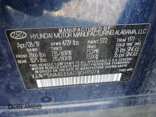 2019 Hyundai Santa Fe SEL with VIN 5NMS33AD1KH111274, listed as a Copart auction lot 44446505 with 33,393 mi miles and Salvage Title. Bid and sale history available at carsss.com. Image 13.