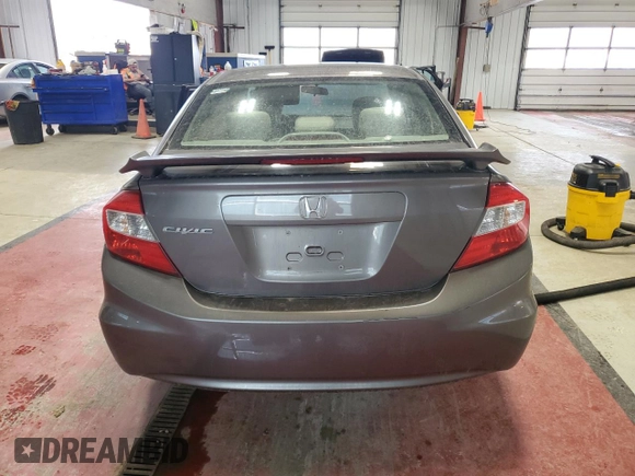 2012 Honda Civic EX with VIN 19XFB2F80CE320346, listed as a Copart auction lot 53514955 with Not Provided miles and Salvage Title. Bid and sale history available at DreamBid. Image 6.