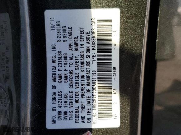 2014 Honda Accord Sedan Sport with VIN 1HGCR2F53EA051190, listed as a Copart auction lot 75708534 with 182,130 mi miles and Salvage Title. Bid and sale history available at carsss.com. Image 14.