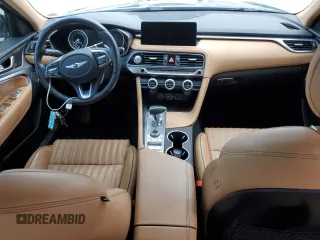 2022 Genesis G70 2.0T with VIN KMTG34TAXNU086582, listed as a Copart auction lot 55754305 with 69,711 mi miles and Salvage title. Bid and sale history available at DreamBid. Image 8.