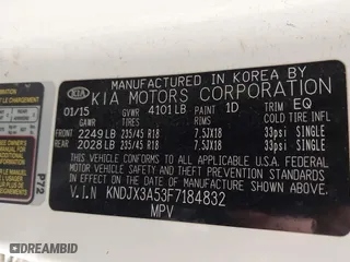 2015 Kia Soul ! with VIN KNDJX3A53F7184832, listed as a IAAI auction lot 42042994 with 72,216 mi miles. Bid and sale history available at carsss.com. Image 9.