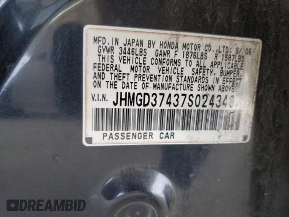 2007 Honda Fit with VIN JHMGD37437S024349, listed as a Copart auction lot 48214645 with 234,761 mi miles and Clean Title. Bid and sale history available at carsss.com. Image 12.