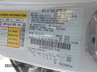 2016 Ford Fusion SE with VIN 3FA6P0H92GR173169, listed as a IAAI auction lot 42164602 with 65,808 mi miles and . Bid and sale history available at carsss.com. Image 9.