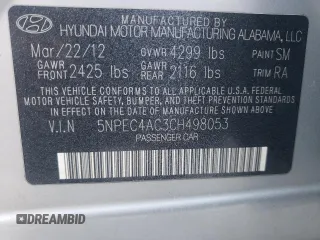 2012 Hyundai Sonata Limited with VIN 5NPEC4AC3CH498053, listed as a Copart auction lot 51089065 with 213,025 mi miles and Salvage Title. Bid and sale history available at carsss.com. Image 14.