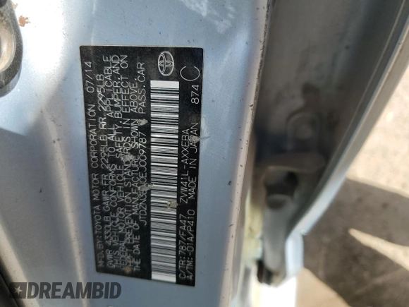 2014 Toyota Prius Two with VIN JTDZN3EU0EJ009787, listed as a Copart auction lot 50413265 with 93,312 mi miles and Salvage Title. Bid and sale history available at DreamBid. Image 15.