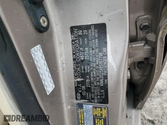 2008 Kia Amanti with VIN KNALD125X85167798, listed as a Copart auction lot 51316505 with 149,433 mi miles and Salvage Title. Bid and sale history available at carsss.com. Image 14.