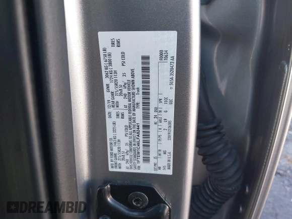 2020 Ford F-150 XL with VIN 1FTEW1C46LFA82441, listed as a IAAI auction lot 41327036 with 91,112 mi miles. Bid and sale history available at carsss.com. Image 9.