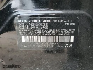 2015 Mitsubishi Mirage DE with VIN ML32A3HJ5FH041919, listed as a Copart auction lot 53329685 with 152,577 mi miles and Salvage Title. Bid and sale history available at carsss.com. Image 12.
