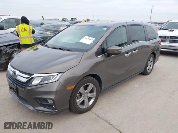 2018 Honda Odyssey EX-L with VIN 5FNRL6H75JB044789, listed as a IAAI auction lot 41625002 with 58,033 mi miles and . Bid and sale history available at DreamBid. Image 17.