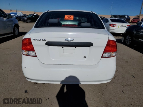 2006 Chevrolet Aveo LS with VIN KL1TD56616B542030, listed as a Copart auction lot 82115273 with 156,396 mi miles and Salvage title. Bid and sale history available at DreamBid. Image 6.
