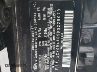 2013 Kia Optima SX with VIN 5XXGR4A65DG229079, listed as a Copart auction lot 46620134 with 154,977 mi miles and Salvage Title. Bid and sale history available at carsss.com. Image 12.