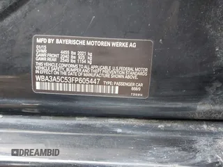 2015 BMW 3 Series 328i with VIN WBA3A5C53FP605447, listed as a IAAI auction lot 41649640 with 168,021 mi miles. Bid and sale history available at carsss.com. Image 9.