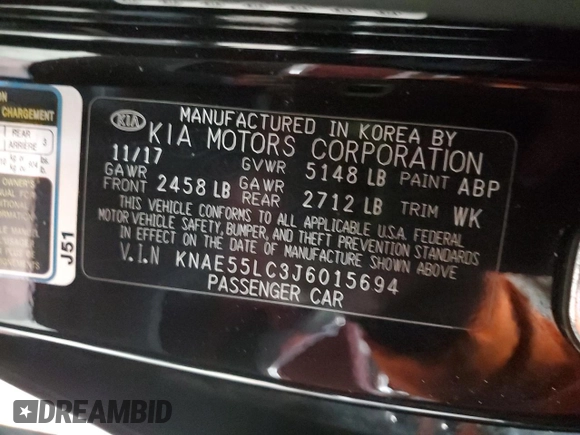 2018 Kia Stinger GT2 with VIN KNAE55LC3J6015694, listed as a Copart auction lot 51275075 with 43,999 mi miles and Salvage Title. Bid and sale history available at carsss.com. Image 15.