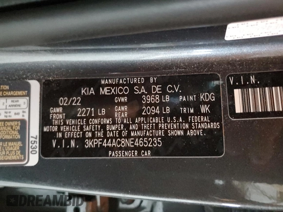 2022 Kia Forte GT with VIN 3KPF44AC8NE465235, listed as a Copart auction lot 77282544 with 16,155 mi miles and Salvage Title. Bid and sale history available at carsss.com. Image 14.