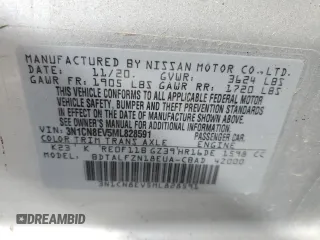 2021 Nissan Versa SV with VIN 3N1CN8EV5ML828591, listed as a Copart auction lot 55176005 with 72,946 mi miles and Clean title. Bid and sale history available at DreamBid. Image 12.