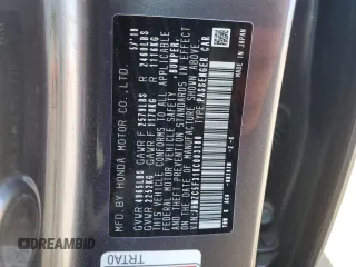 2019 Honda Clarity Plug-In Hybrid Touring with VIN JHMZC5F31KC003180, listed as a Copart auction lot 56952284 with 57,249 mi miles and Salvage Title. Bid and sale history available at carsss.com. Image 12.
