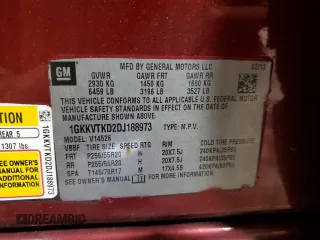 2013 GMC Acadia Denali z VIN 1GKKVTKD2DJ188973, wystawiony jako Copart lot #58321915 z przebiegiem 197 746 mil mil oraz Szkoda całkowita • Salvage title. Historia ofert i sprzedaży dostępna na DreamBid. Obrazek 13.