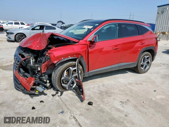 2022 Hyundai Tucson Limited with VIN 5NMJECAEXNH160718, listed as a Copart auction lot 57704215 with 33,636 mi miles and Salvage title. Bid and sale history available at DreamBid. Image 1.