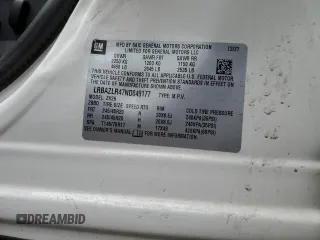 2022 Buick Envision Preferred with VIN LRBAZLR47ND049177, listed as a Copart auction lot 44142335 with 38,641 mi miles and Salvage Title. Bid and sale history available at carsss.com. Image 12.