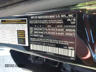 2018 Mercedes-Benz GLS 450 z VIN 4JGDF6EE2JB135683, wystawiony jako IAAI lot #41960302 z przebiegiem 139 778 mil mil oraz . Historia ofert i sprzedaży dostępna na DreamBid. Obrazek 9.