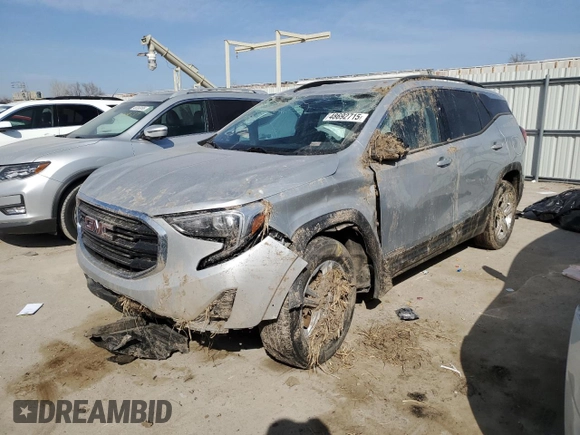 2019 GMC Terrain SLE with VIN 3GKALTEV8KL199780, listed as a Copart auction lot 48692715 with 117,365 mi miles and Salvage Title. Bid and sale history available at carsss.com. Image 1.